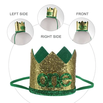 Тематическая вечеринка с животными в короне и джунглях, Зеленый головной убор в форме шляпы, украшение для Дня рождения 1-й девочки из ткани для ребенка
