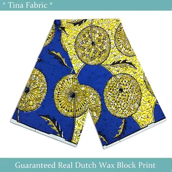 Ткань из голландского батика Анкары, используемая для пошива платья, настоящая высококачественная 100% мягкая хлопчатобумажная ткань с восковым принтом в африканском стиле, 6 ярдов