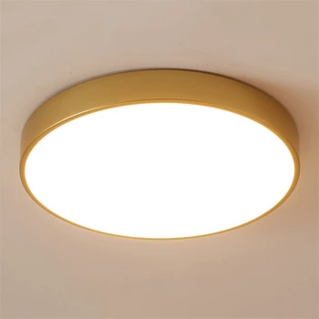 Тонкий 5-сантиметровый золотой светодиодный потолочный светильник, современный круглый потолочный светильник с заподлицо расположенной панелью диаметром 23/30 см, светильник с дистанционным управлением для фойе, спальни