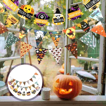Украшение для Хэллоуина Бумажный баннер, Орнамент, подвески Для домашней вечеринки, Подвесная Гирлянда, Флаг в помещении и на открытом воздухе