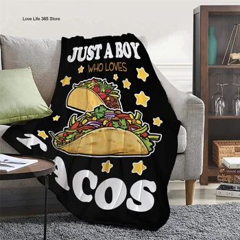 Фланелевое одеяло Tacos с рисунком из мультфильма, чехол с 3D-принтом, Одеяла для мальчиков и девочек, Рождественские Подарки, Кровать для пикника, диван, кресло Применимо