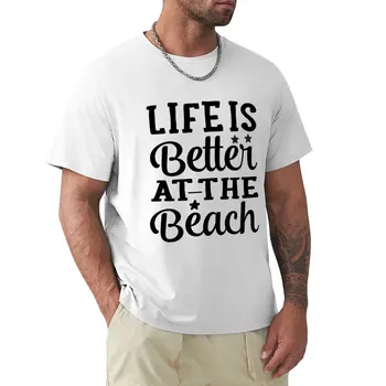 Футболка Life Is Better At The Beach с коротким рукавом, забавная футболка, футболки мужские