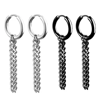 Цепочки, серьги-подвески, кольца для ушей из нержавеющей стали для мужчин и женщин