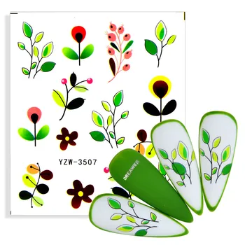 Черно Белая наклейка для ногтей с цветущим цветком Роза Мандала Тропический лист 3D Геометрическая наклейка для ногтей Клейкие наклейки для ногтей Дизайн из фольги