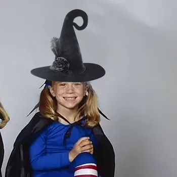Шляпы ведьмы на Хэллоуин, Черная Складчатая шляпа волшебника для женщин, мужчин, Маскарад, вечеринка, косплей, реквизит, украшение, Аксессуар для карнавального костюма