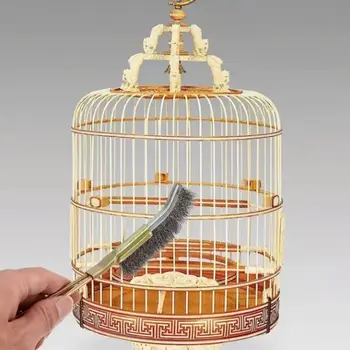 Щетка для чистки птичьих клеток Деревянные щетки с длинной ручкой, Бамбуковые инструменты для чистки птичьих клеток