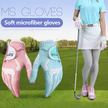 Я надеваю женские перчатки для гольфа с противоскользящей рукояткой, Прочные, подходят для жаркой влажной погоды, воздухопроницаемые, компрессионные перчатки из микрофибры.