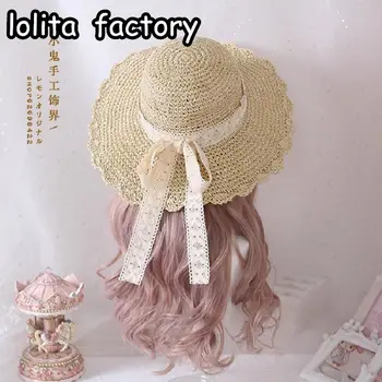 Японская соломенная шляпа, литературная соломенная шляпа, кружевная складная летняя пляжная шляпа, освежающий солнцезащитный крем для отдыха на берегу моря