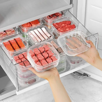 Ящик для хранения Холодильника, Органайзер для мяса, фруктов, овощей, Контейнер для пищевых продуктов, Запечатанная Свежая Коробка С крышкой, Кухонные принадлежности